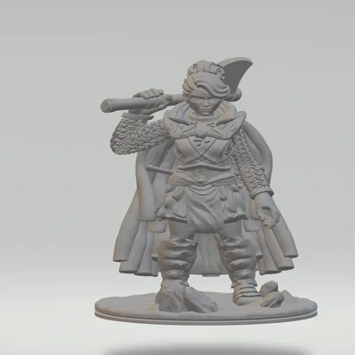 Mô hình 3D nữ chiến binh lùn (Dwarf Fighter) với rìu chiến cực ngầu