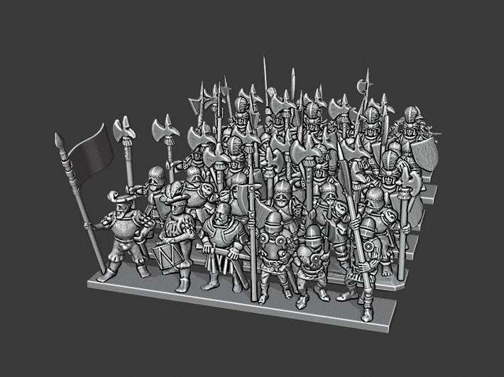Warmaster Empire Halberdiers – Strip lính halberd Empire (10mm) - Image 1