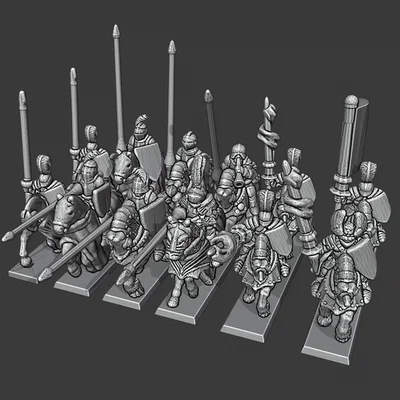 Mô hình hiệp sĩ giáp sắt Warmaster Empire Knights 10mm