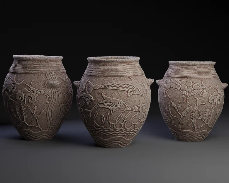 Mô hình 3D bình gốm cổ Minoan Pithos trang trí cực đẹp - Image 1