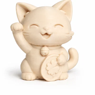 Mèo Chibi May Mắn | Phong cách Maneki Neko | Dễ in | File 3MF có sẵn support