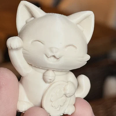 Mèo Chibi May Mắn | Phong cách Maneki Neko | Dễ in | File 3MF có sẵn support