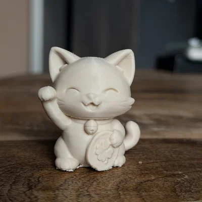 Mèo Chibi May Mắn | Phong cách Maneki Neko | Dễ in | File 3MF có sẵn support