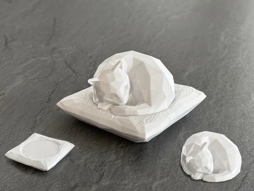 Mèo Ngủ Low Poly Dễ Thương (Không Cần Support) - Image 1