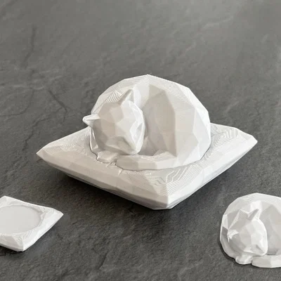 Mèo Ngủ Low Poly Dễ Thương (Không Cần Support)