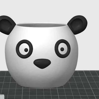 Chậu Cây Gấu Trúc Kawaii Dễ Thương - Dùng Để Trồng Sen Đá - Có Thể Tự Tô Màu - In 3D