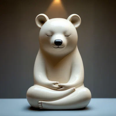 Mô hình in 3D tượng gấu nhỏ ngồi thiền trang trí cực dễ thương