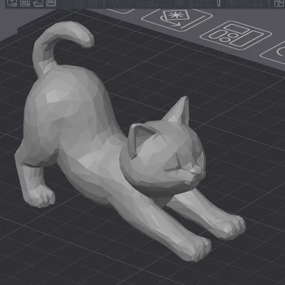 Mô hình Mèo vươn vai Low Poly (Low Poly Stretching Cat) in 3D