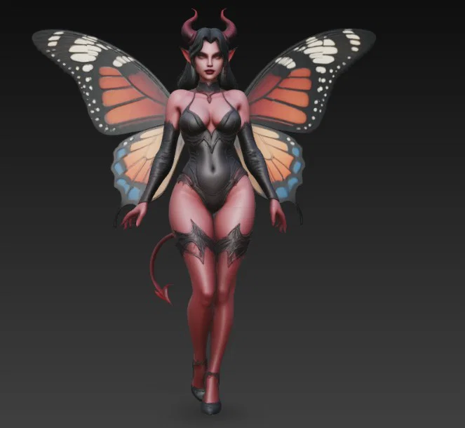 Mô hình 3D nhân vật nữ quỷ cánh bướm tinh xảo (Woman Demon Butterfly) - Image 5