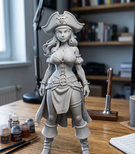 Mô hình nữ cướp biển quyến rũ (Sexy Pirate Woman) file STL in 3D - Image 1