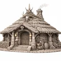 Nhà tranh của người hoặc thợ săn, mô hình trang trí thị trấn - Thumbnail 4