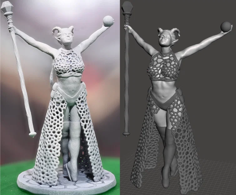 Mô hình nữ pháp sư Tiefling trang phục lưới cho Dungeons & Dragons - Image 1