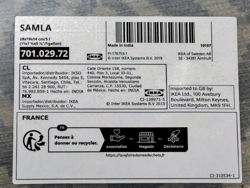 Vách ngăn clip-in gọn gàng cho Ikea Samla 1 Gallon / 5L - Image 5