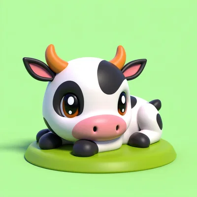 Mô hình chú bò con đáng yêu trang trí bàn làm việc - In 3D