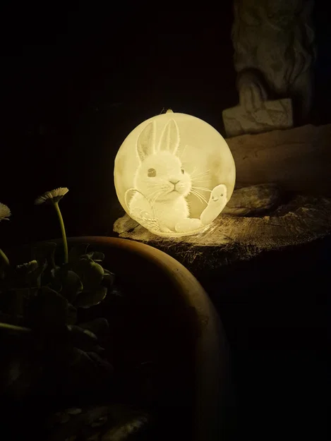 Đèn ngủ 3D Lithophane hình thỏ và gà con dễ thương - Image 2