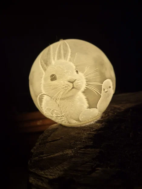 Đèn ngủ 3D Lithophane hình thỏ và gà con dễ thương - Image 3