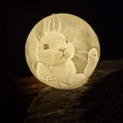 Đèn ngủ 3D Lithophane hình thỏ và gà con dễ thương