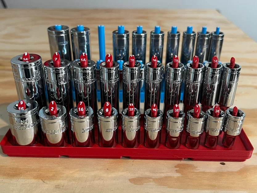 Khay tuýp Gridfinity Peg/Dựng 1/4" Drive Metric & SAE (Thường + Sâu) - Image 2