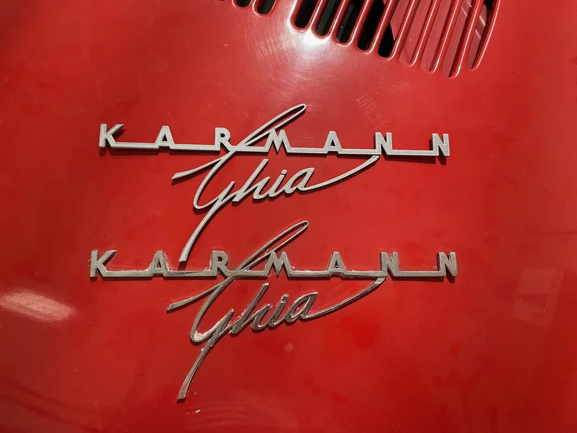 Logo chữ Karmann Ghia nắp sau VW (Decklid Script Emblem) - Image 1