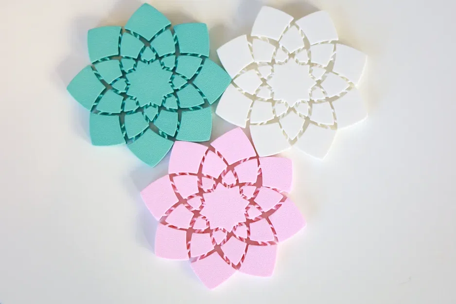 Miếng lót ly hình hoa khớp nối 3D in không cần support - Image 2