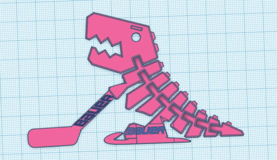 Mô hình khủng long Rex chơi khúc côn cầu Bauer in 3D độc đáo - Image 1