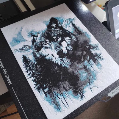 Tranh Hueforge Sói Trong Rừng Dưới Ánh Trăng