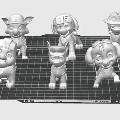 Mô hình 3D nhân vật Paw Patrol: Marshall, Chase, Skye đáng yêu