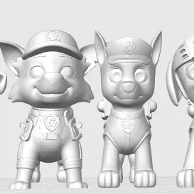 Mô hình 3D nhân vật Paw Patrol: Marshall, Chase, Skye đáng yêu