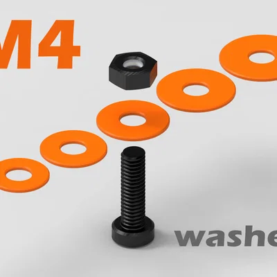 Bộ 9 Mẫu Long Đền M4 (M4 Washer) Đa Dạng Kích Thước Cho In 3D