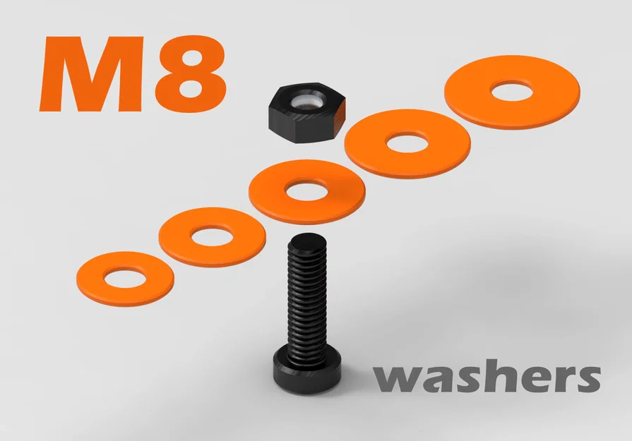 Bộ sưu tập 9 mẫu vòng đệm M8 đa kích thước cho DIY - Image 1