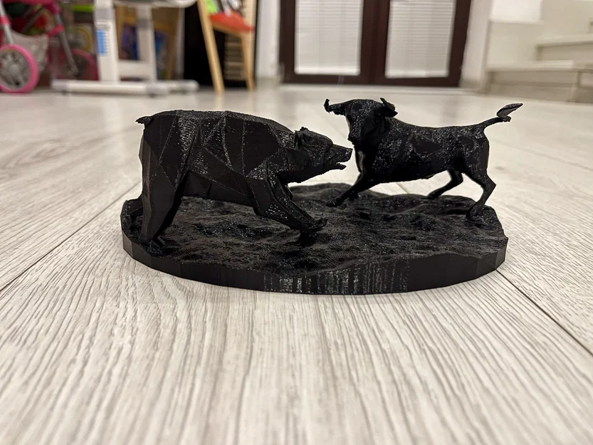 Mô hình 3D Bull vs Bear - Tượng trang trí bàn làm việc cực chất - Image 1
