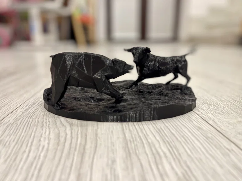 Mô hình 3D Bull vs Bear - Tượng trang trí bàn làm việc cực chất - Image 2
