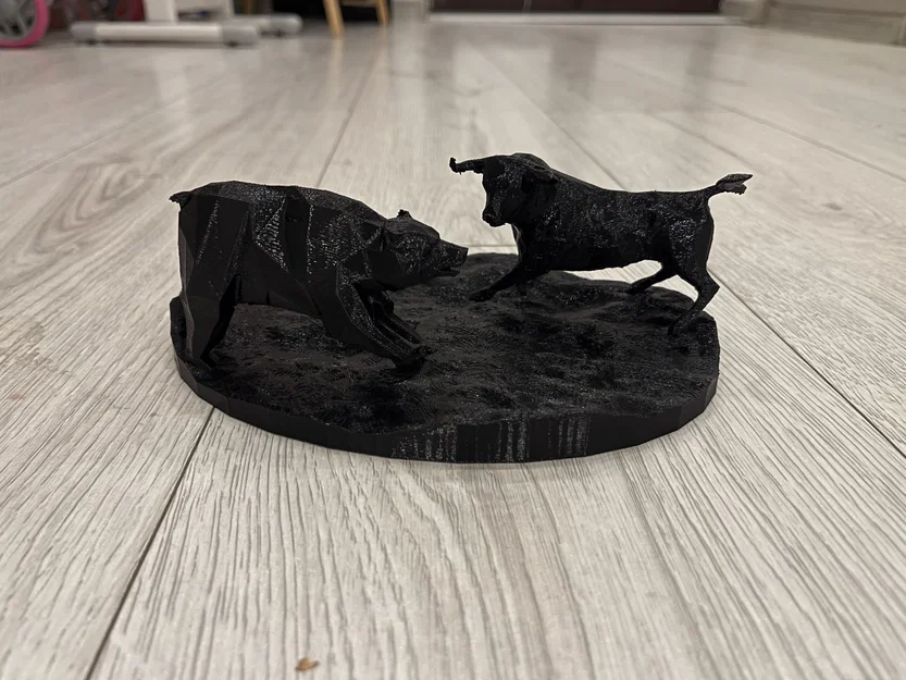 Mô hình 3D Bull vs Bear - Tượng trang trí bàn làm việc cực chất - Image 3