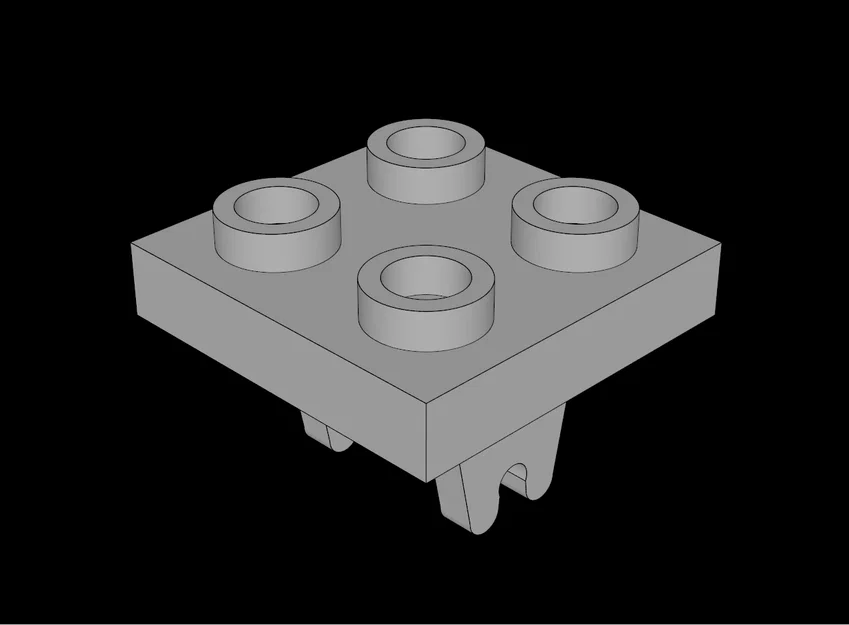 Mảnh ghép Lego tương thích 2x2 có kẹp bánh xe (3D Model) - Image 1