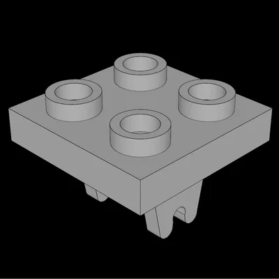 Mảnh ghép Lego tương thích 2x2 có kẹp bánh xe (3D Model)