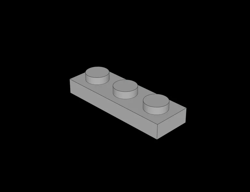 Mô hình miếng ghép Plate 1x3 tương thích Lego (3623.dat) để in 3D - Image 1