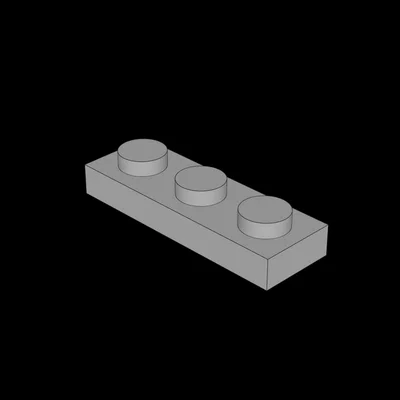 Mô hình miếng ghép Plate 1x3 tương thích Lego (3623.dat) để in 3D
