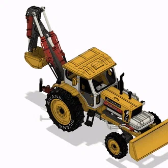 Máy Kéo Thời Liên Xô Màu Vàng Kèm Tay Đào (Backhoe)