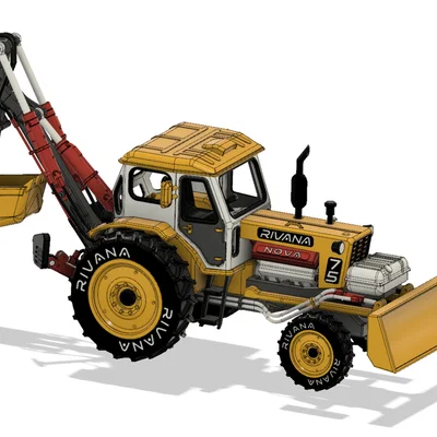Máy Kéo Thời Liên Xô Màu Vàng Kèm Tay Đào (Backhoe)
