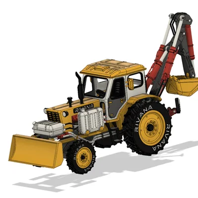 Máy Kéo Thời Liên Xô Màu Vàng Kèm Tay Đào (Backhoe)