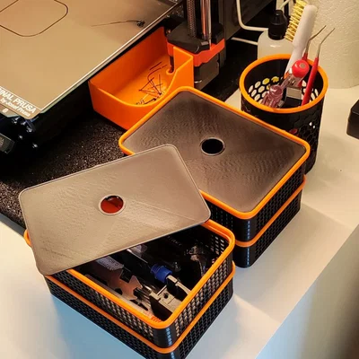 Hộp đựng phụ kiện máy in, xếp chồng được kèm nắp