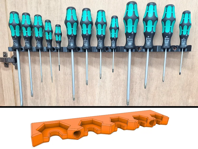 Giá treo/Organizer tường cho tua vít Wera Kraftform (3D printed) - Image 1