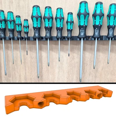 Giá treo/Organizer tường cho tua vít Wera Kraftform (3D printed)