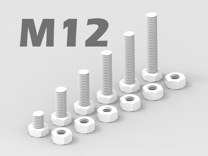 Bộ ốc vít M12 đa kích thước và đai ốc in 3D chất lượng cao - Image 1