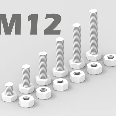 Bộ ốc vít M12 đa kích thước và đai ốc in 3D chất lượng cao