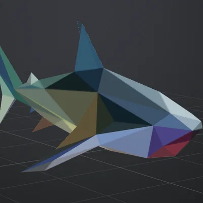 Mô hình cá mập phong cách Low Poly trang trí để bàn