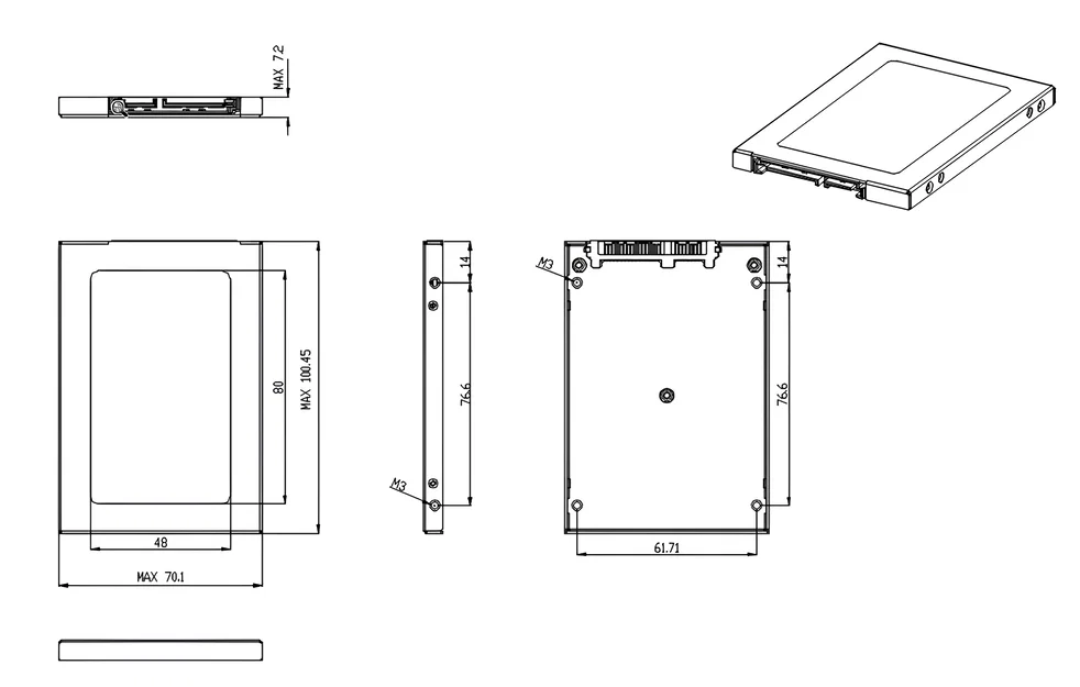 Vỏ SSD 2.5" (giữ lỗ bắt ốc) - Image 5