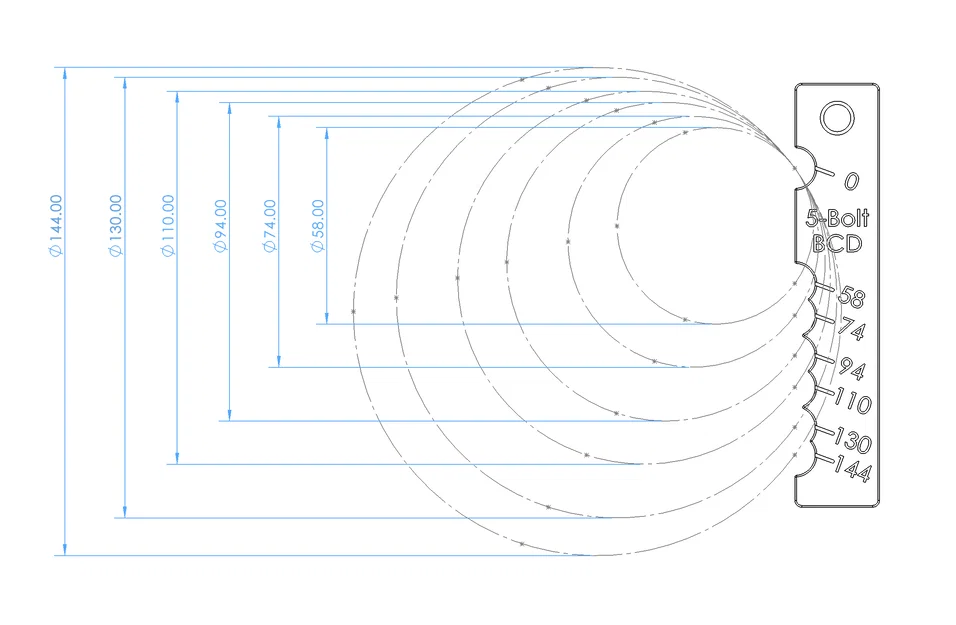 Thước đo BCD 5 tay (Bolt-Circle-Diameter) [Dụng cụ xe đạp] - Image 4
