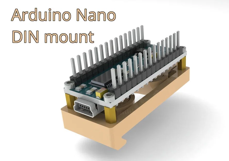 Ngàm gắn Arduino Nano lên DIN rail (DIN rail mount) tối giản - Image 1