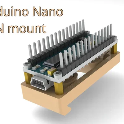 Ngàm gắn Arduino Nano lên DIN rail (DIN rail mount) tối giản